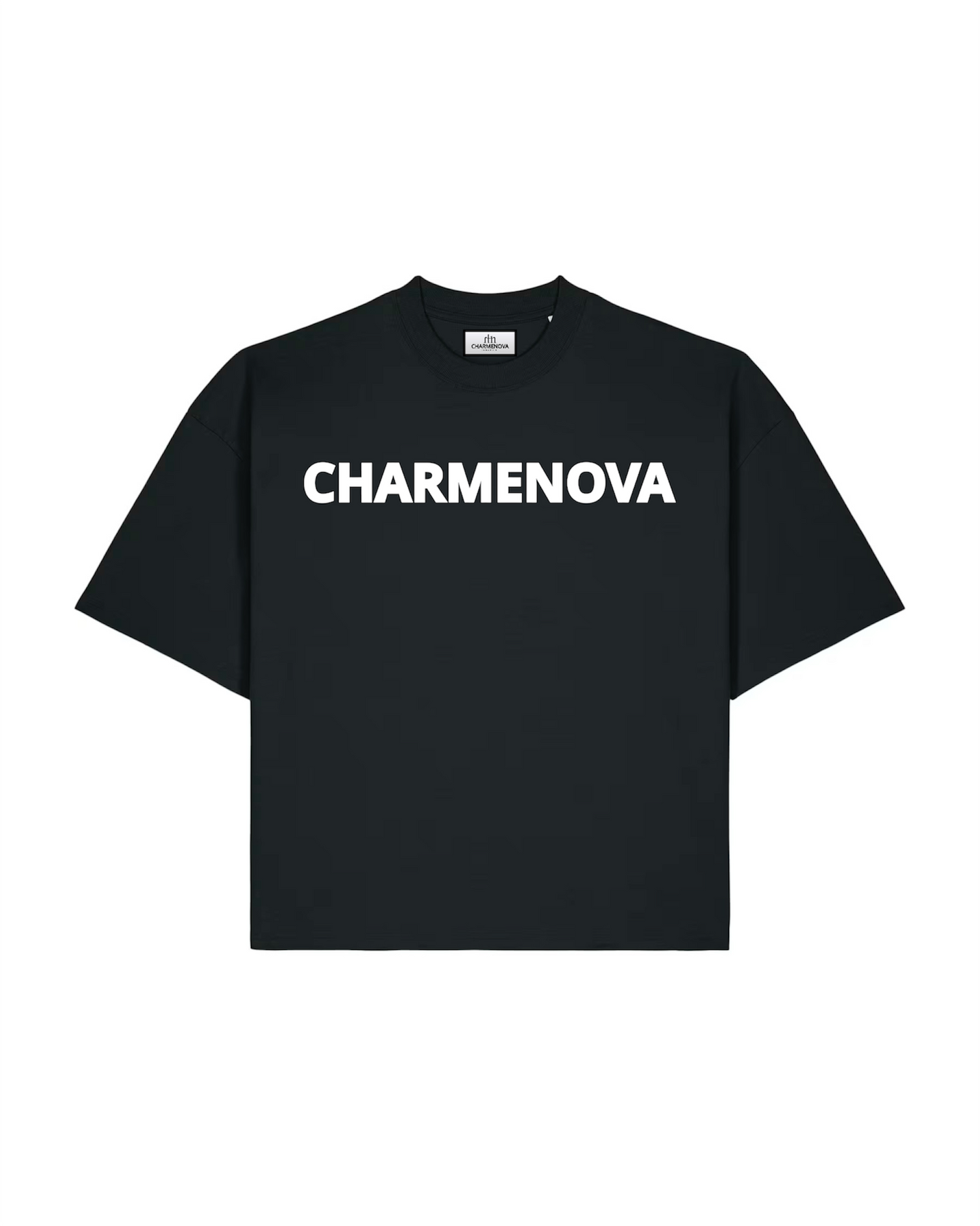 Black Basic Oversized Cropped Tee