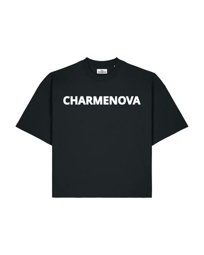 Black Basic Oversized Cropped Tee